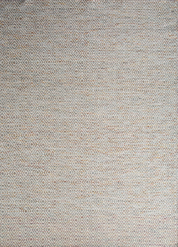abrash blue wool and viscose flat weaves Rug - HeadShot