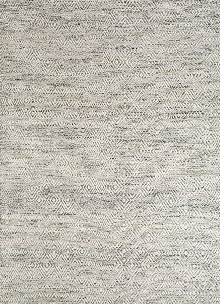 abrash blue wool and viscose flat weaves Rug - HeadShot