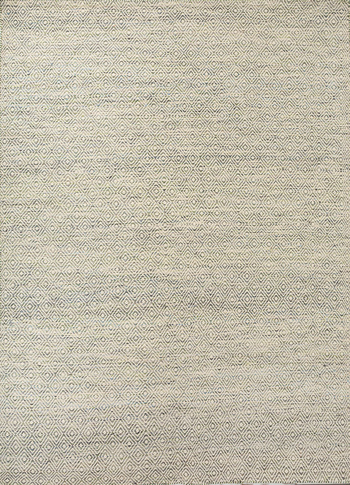 abrash blue wool and viscose flat weaves Rug - HeadShot