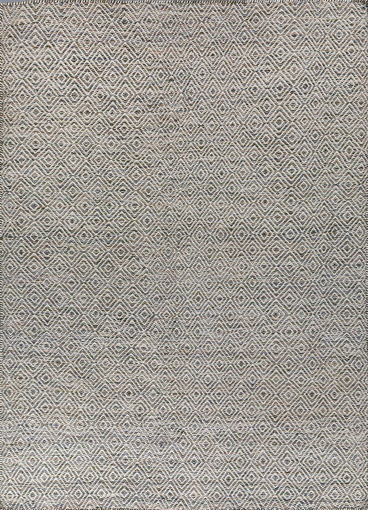 abrash green wool and viscose flat weaves Rug - HeadShot