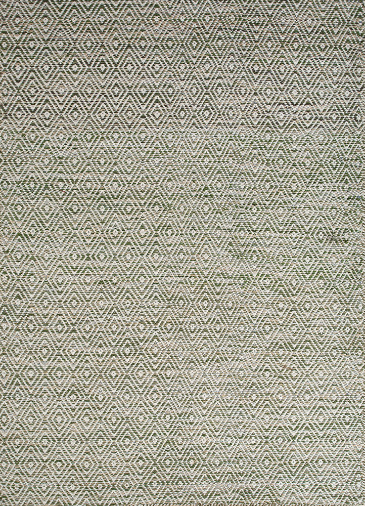 abrash green wool and viscose flat weaves Rug - HeadShot