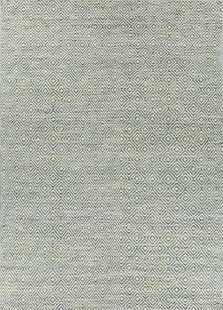 abrash green wool and viscose flat weaves Rug - HeadShot