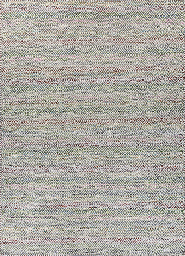 abrash green wool and viscose flat weaves Rug - HeadShot