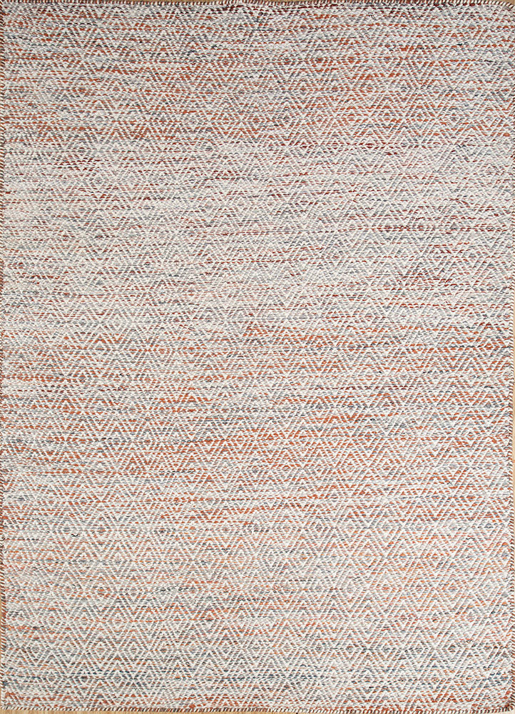 abrash red and orange wool and viscose flat weaves Rug - HeadShot