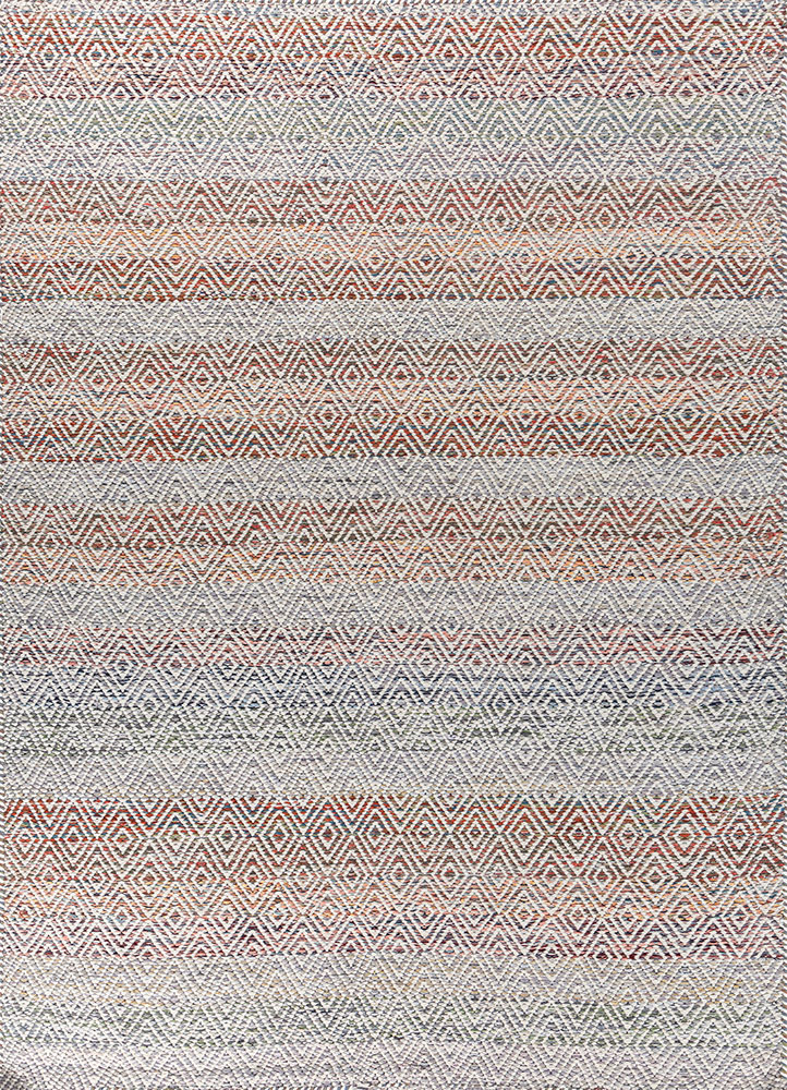 abrash red and orange wool and viscose flat weaves Rug - HeadShot