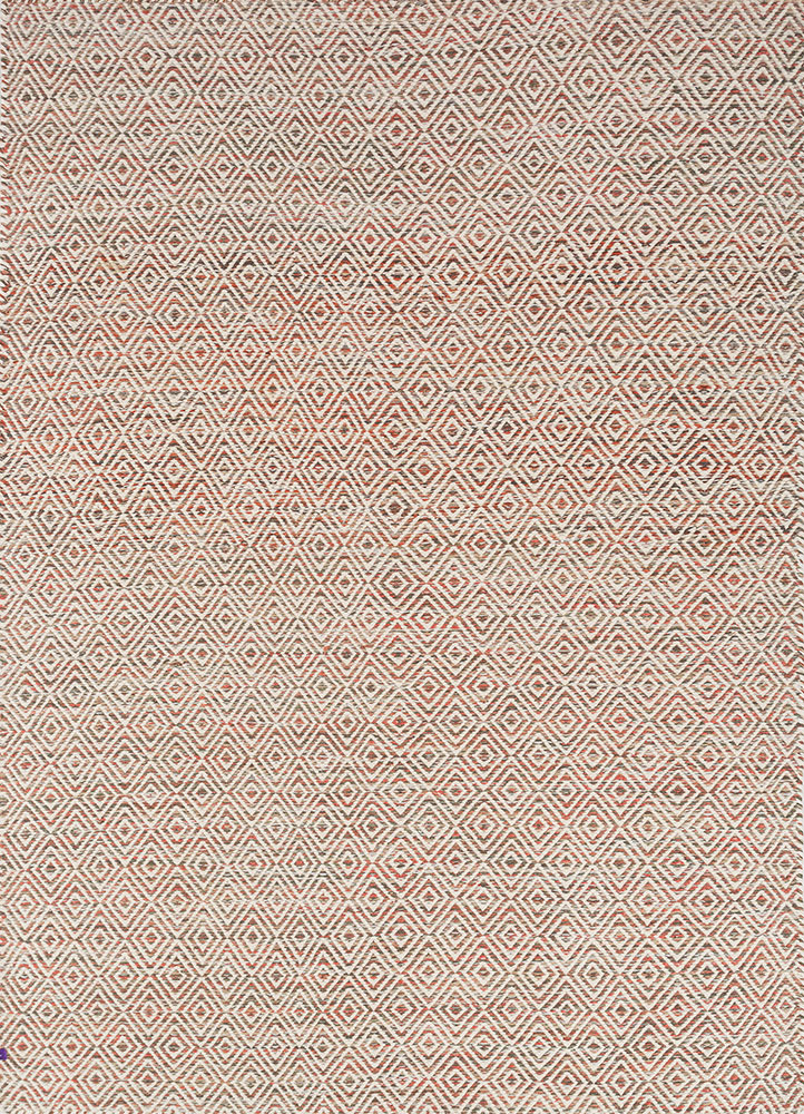 abrash red and orange wool and viscose flat weaves Rug - HeadShot
