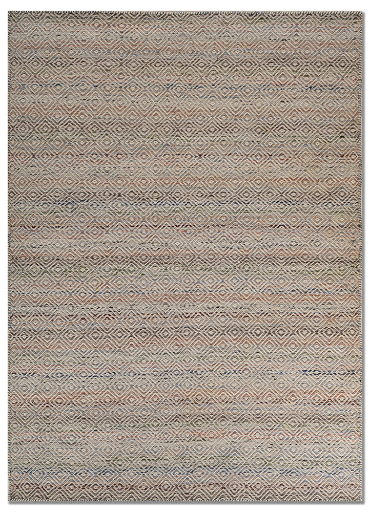 abrash blue wool and viscose flat weaves Rug - HeadShot