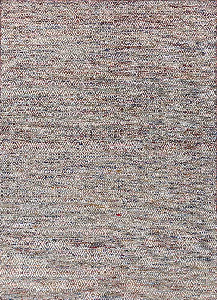 abrash blue wool and viscose flat weaves Rug - HeadShot