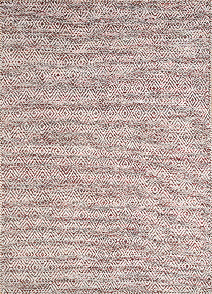 abrash red and orange wool and viscose flat weaves Rug - HeadShot