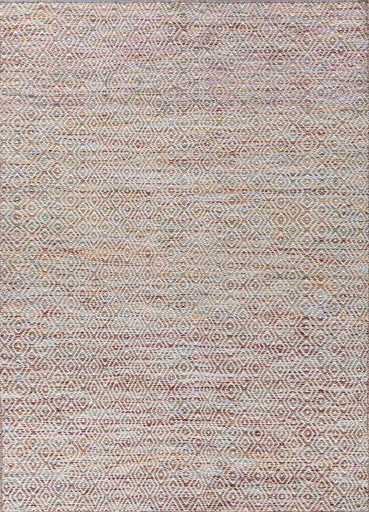 abrash pink and purple wool and viscose flat weaves Rug - HeadShot