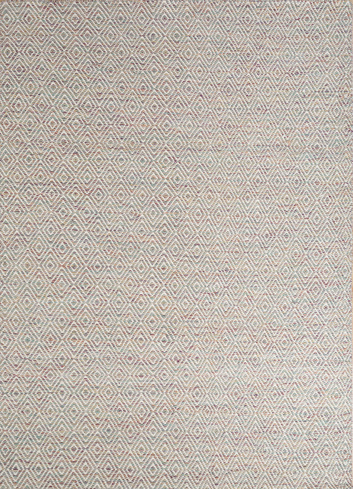 abrash pink and purple wool and viscose flat weaves Rug - HeadShot