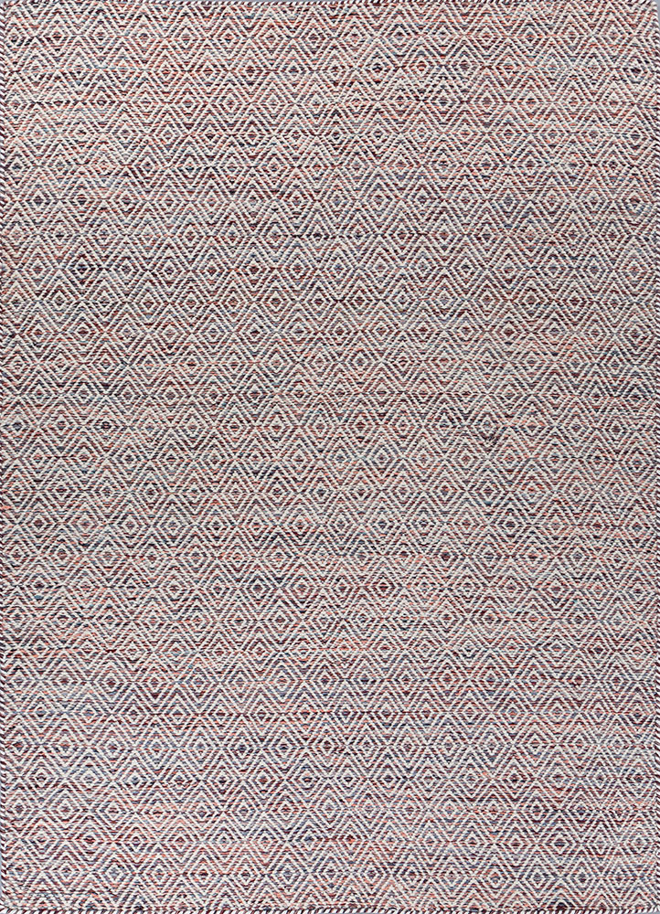 abrash pink and purple wool and viscose flat weaves Rug - HeadShot
