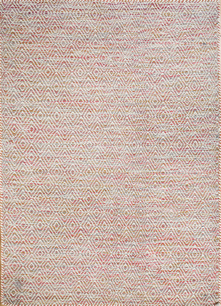abrash pink and purple wool and viscose flat weaves Rug - HeadShot