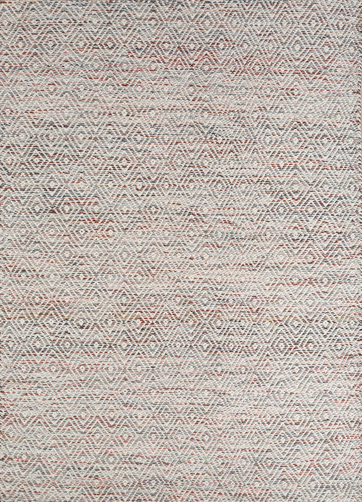 abrash blue wool and viscose flat weaves Rug - HeadShot