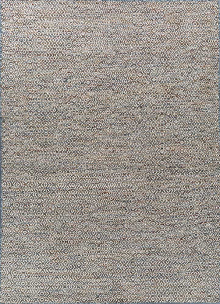 abrash blue wool and viscose flat weaves Rug - HeadShot