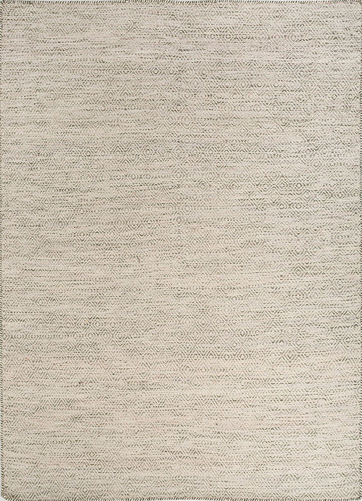 abrash green wool and viscose flat weaves Rug - HeadShot