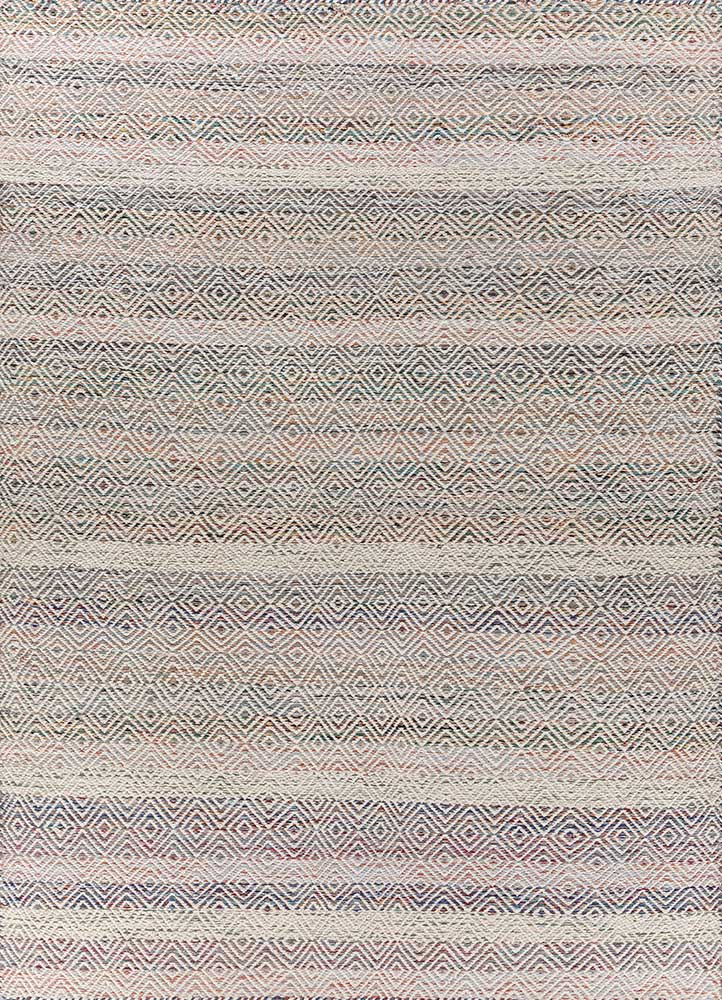 abrash blue wool and viscose flat weaves Rug - HeadShot