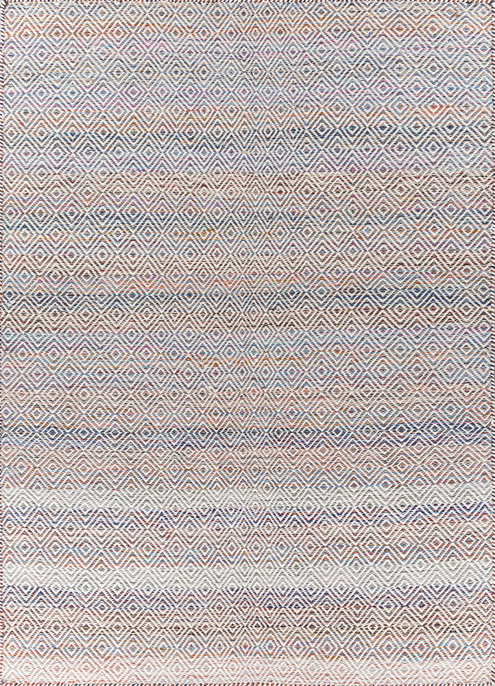 abrash red and orange wool and viscose flat weaves Rug - HeadShot