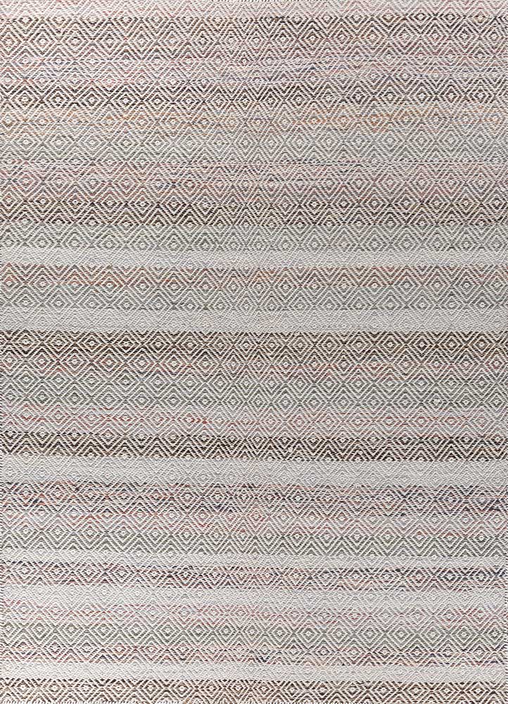 abrash blue wool and viscose flat weaves Rug - HeadShot
