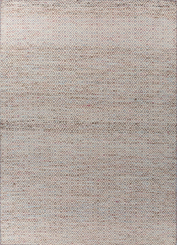 abrash blue wool and viscose flat weaves Rug - HeadShot