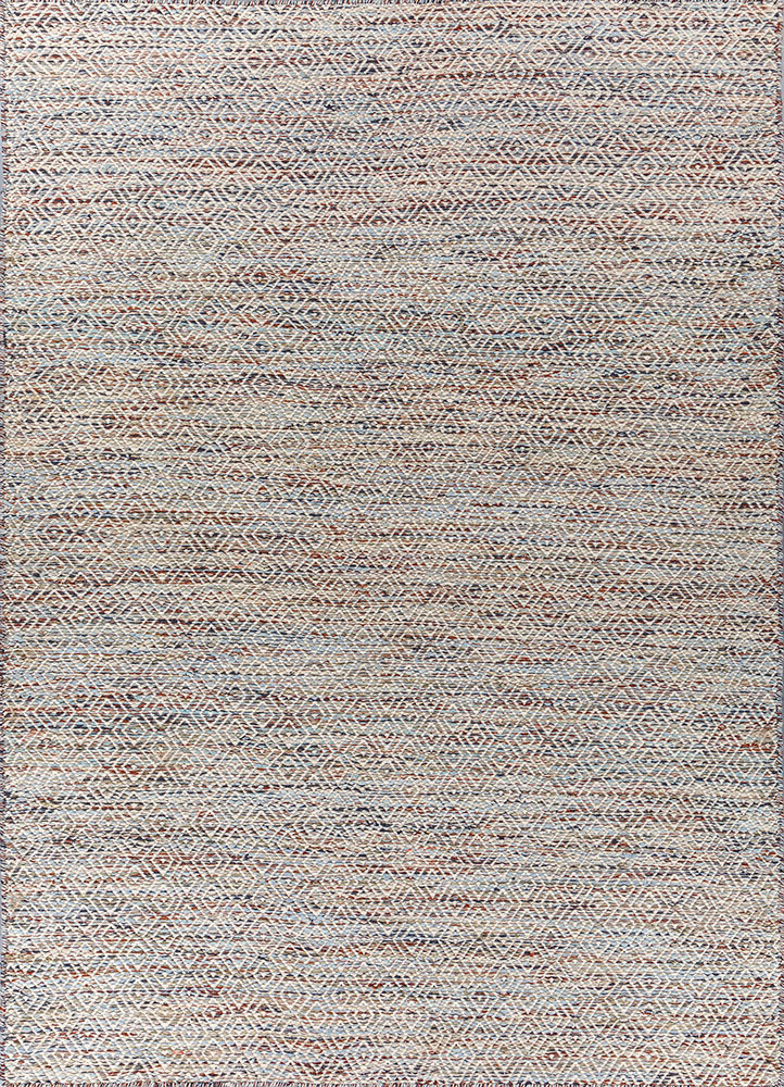 abrash blue wool and viscose flat weaves Rug - HeadShot