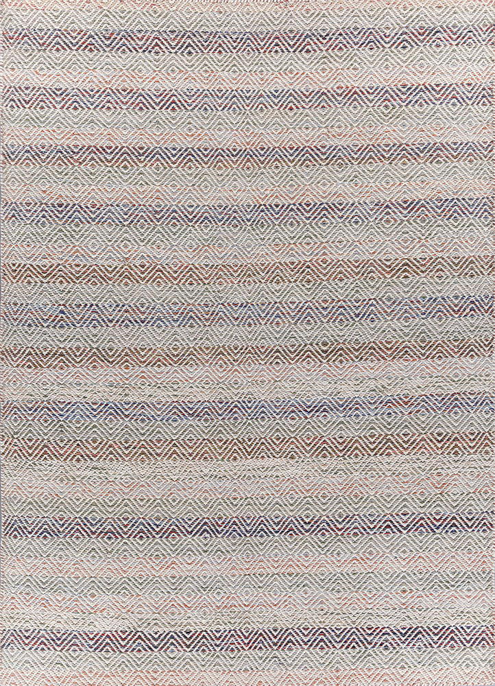 abrash blue wool and viscose flat weaves Rug - HeadShot