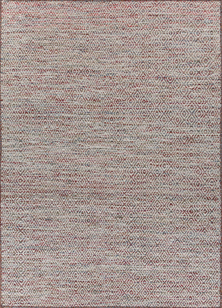 abrash red and orange wool and viscose flat weaves Rug - HeadShot