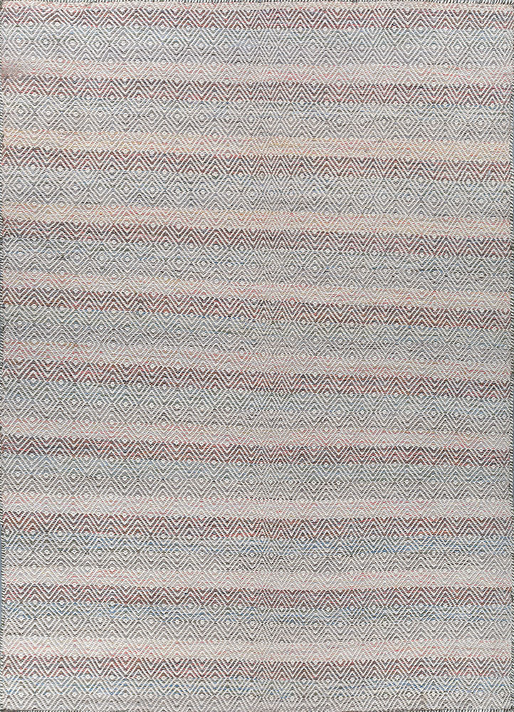 abrash red and orange wool and viscose flat weaves Rug - HeadShot