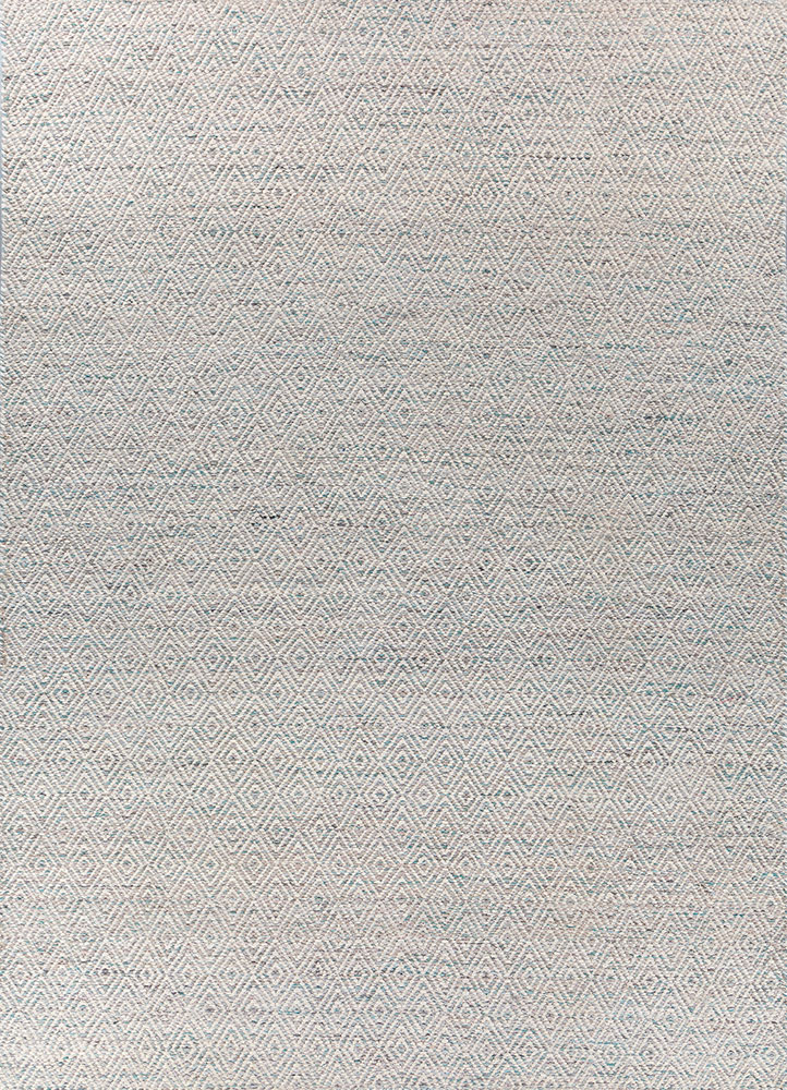 abrash blue wool and viscose flat weaves Rug - HeadShot