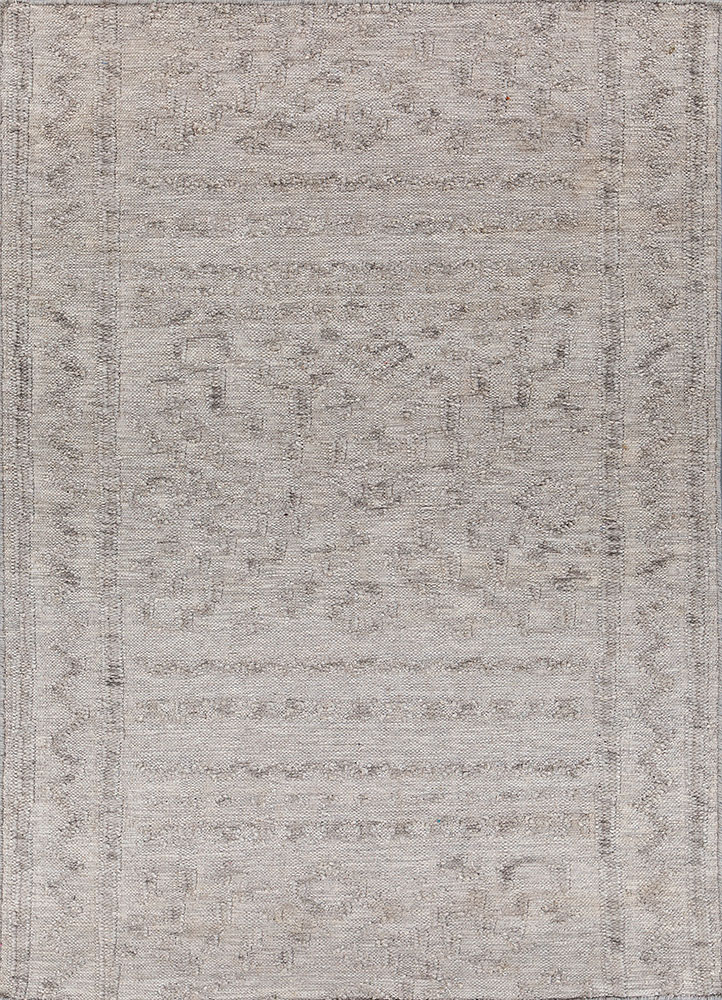 bedouin grey and black wool and viscose flat weaves Rug - HeadShot