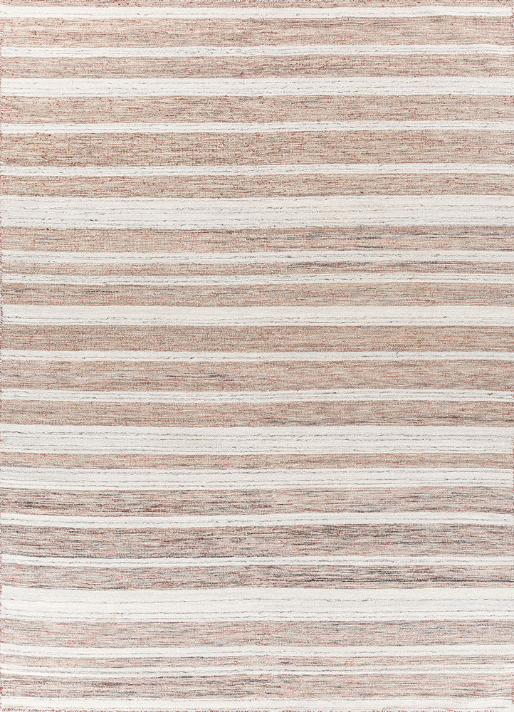 abrash blue wool and viscose flat weaves Rug - HeadShot
