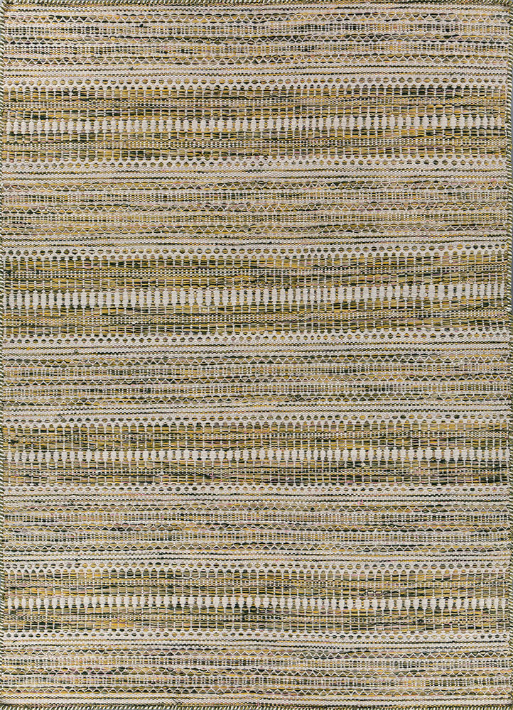 abrash green wool and viscose flat weaves Rug - HeadShot