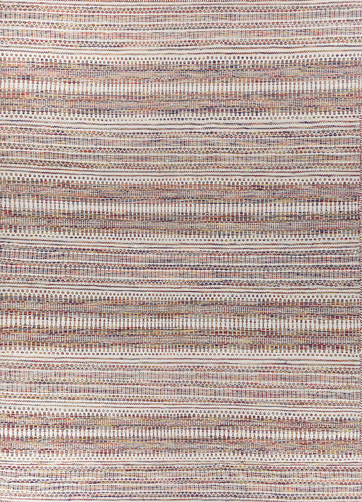 abrash red and orange wool and viscose flat weaves Rug - HeadShot