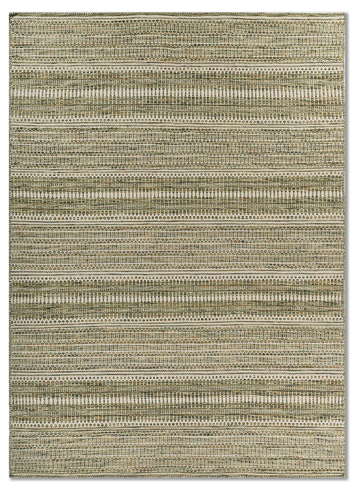 abrash ivory wool and viscose flat weaves Rug - HeadShot