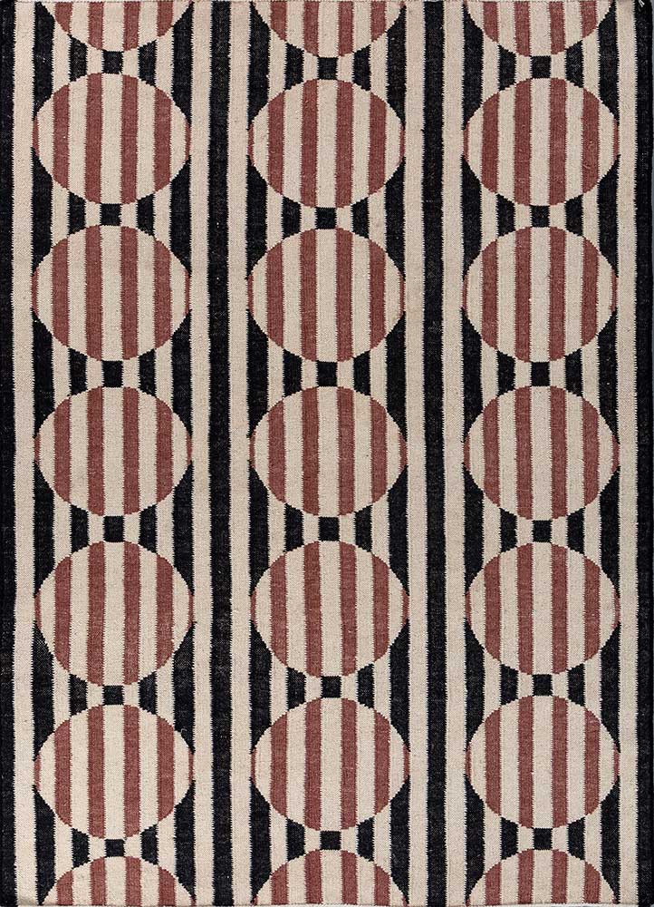 checkers ivory wool and viscose flat weaves Rug - HeadShot
