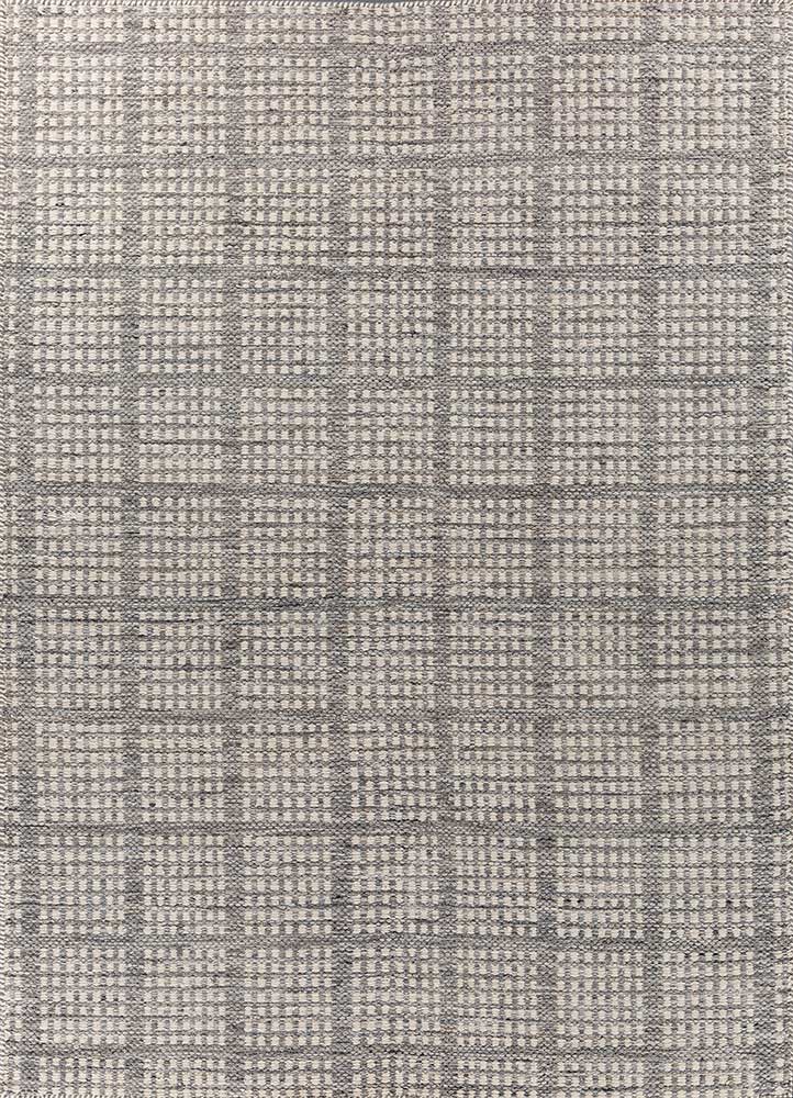 abrash grey and black wool and viscose flat weaves Rug - HeadShot