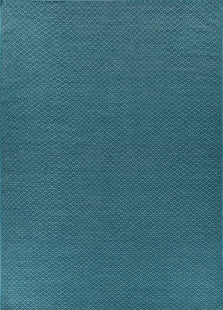 abrash blue wool and viscose flat weaves Rug - HeadShot