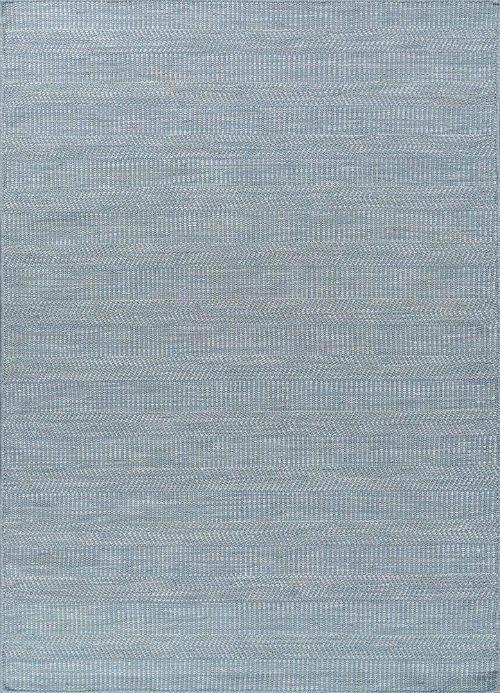abrash blue wool and viscose flat weaves Rug - HeadShot