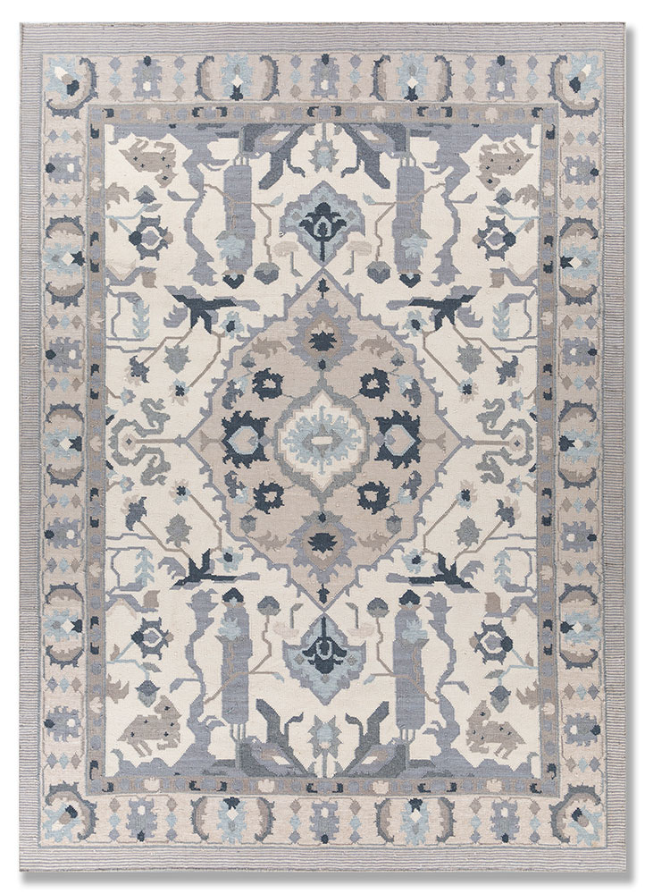 bedouin ivory wool and viscose flat weaves Rug - HeadShot