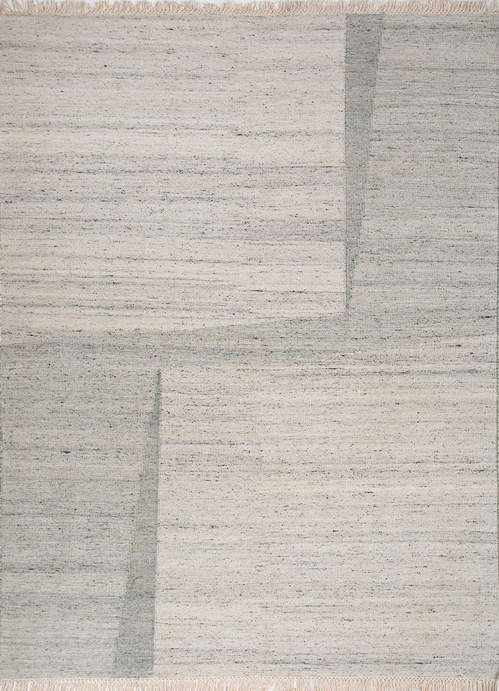 abrash ivory wool and viscose flat weaves Rug - HeadShot