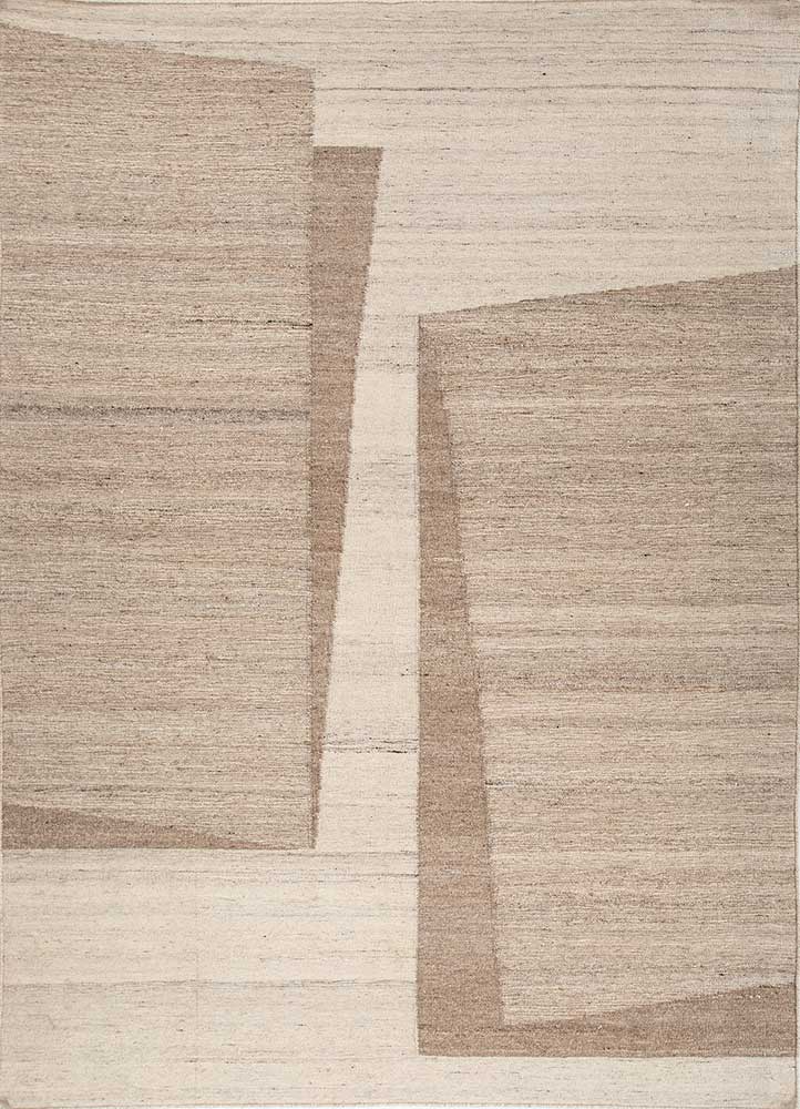 abrash ivory wool and viscose flat weaves Rug - HeadShot