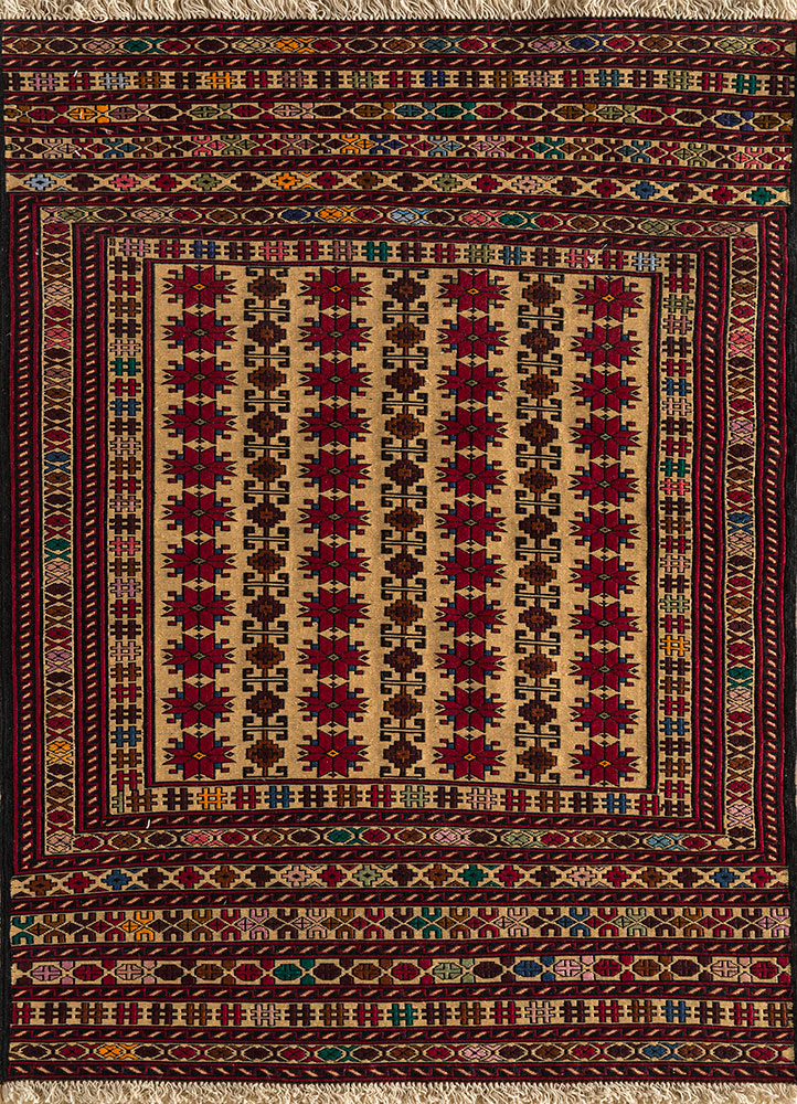 kiaan red and orange wool hand knotted Rug - HeadShot