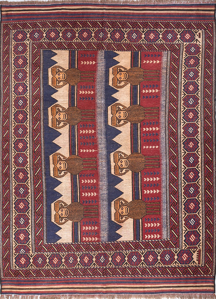 kiaan red and orange wool hand knotted Rug - HeadShot