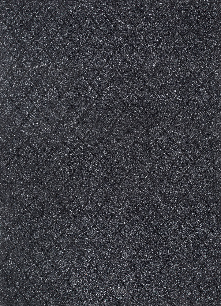 atelier grey and black wool and silk hand knotted Rug - HeadShot