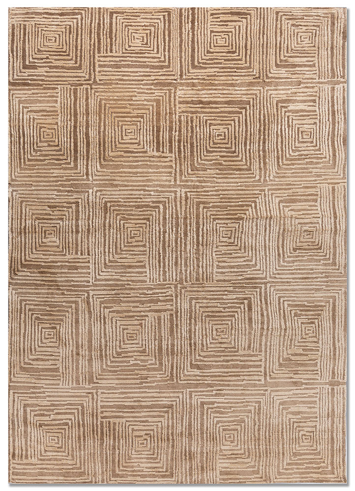 verve beige and brown acrylic hand knotted Rug - HeadShot