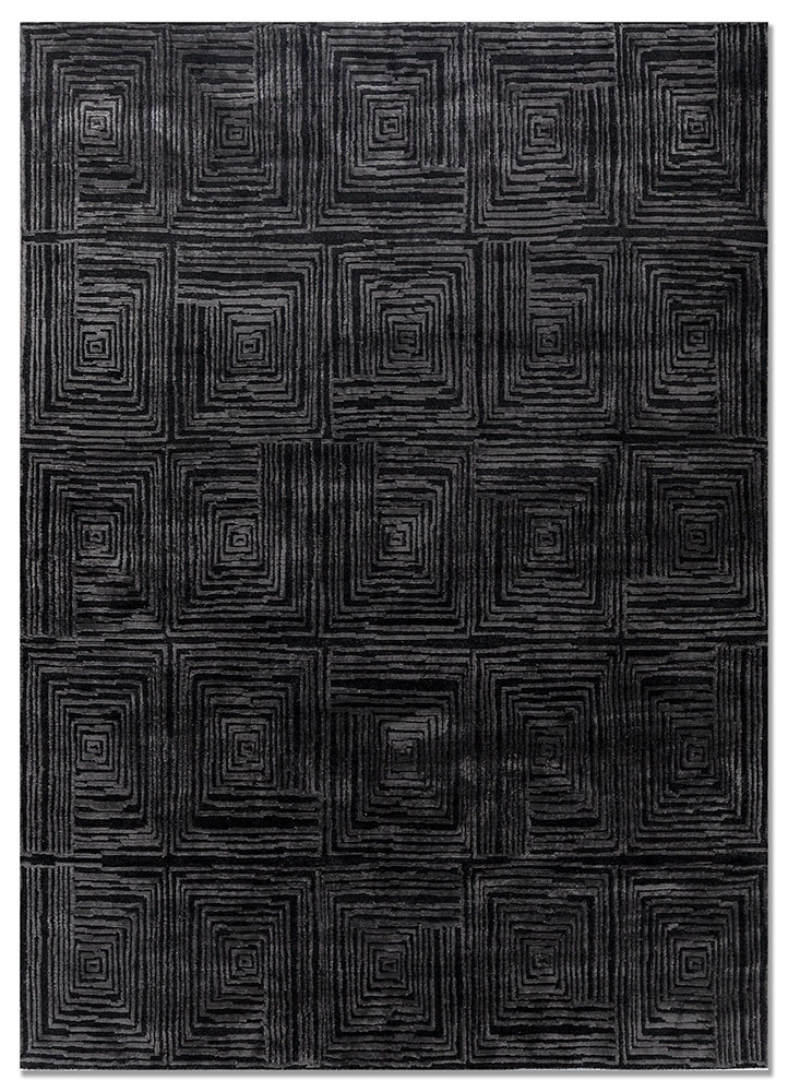 verve grey and black acrylic hand knotted Rug - HeadShot