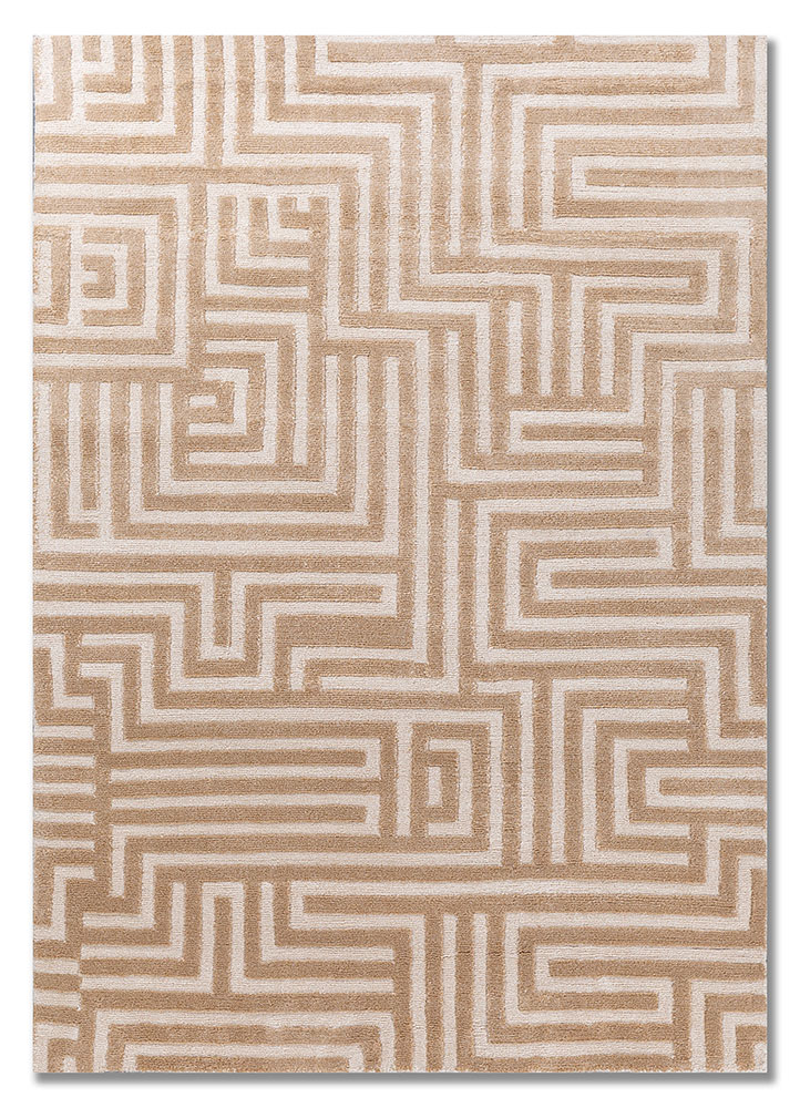 blythe beige and brown acrylic hand knotted Rug - HeadShot
