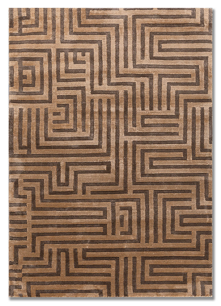 blythe beige and brown acrylic hand knotted Rug - HeadShot