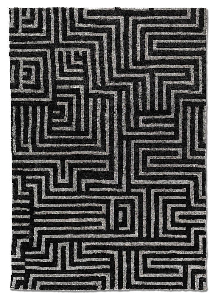 blythe grey and black acrylic hand knotted Rug - HeadShot