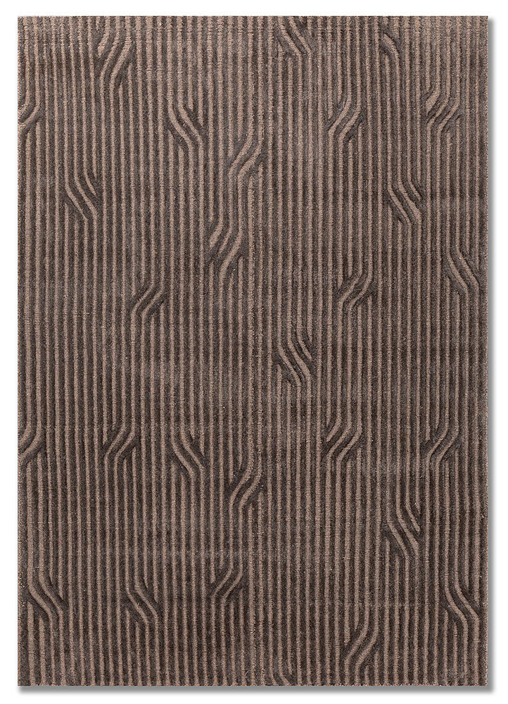 verve beige and brown acrylic hand knotted Rug - HeadShot